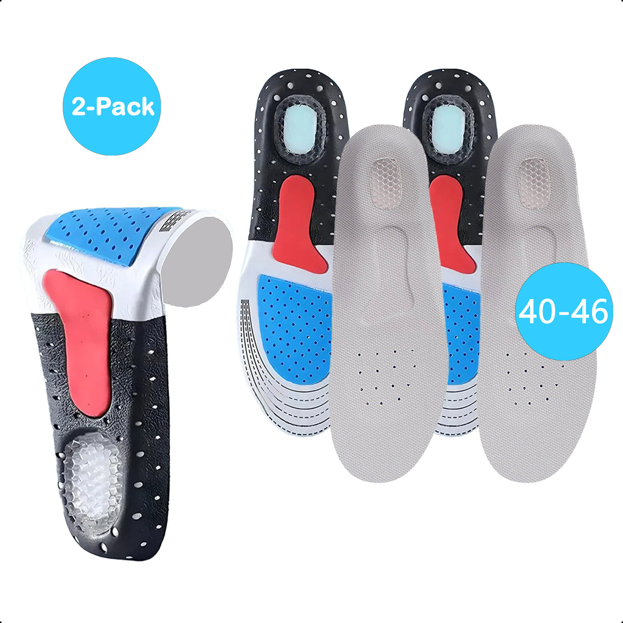 2-Pair Insoles - Gel Insoles - Heel Spur Insoles - Size 40-46 | Men's Gel Insoles - Women's Arch Support - Women's Heel Insoles - Terrycloth - Sports - Anti-slip Heel Raiser - Achilles Tendon - Raising Insoles Work Shoes - Gray