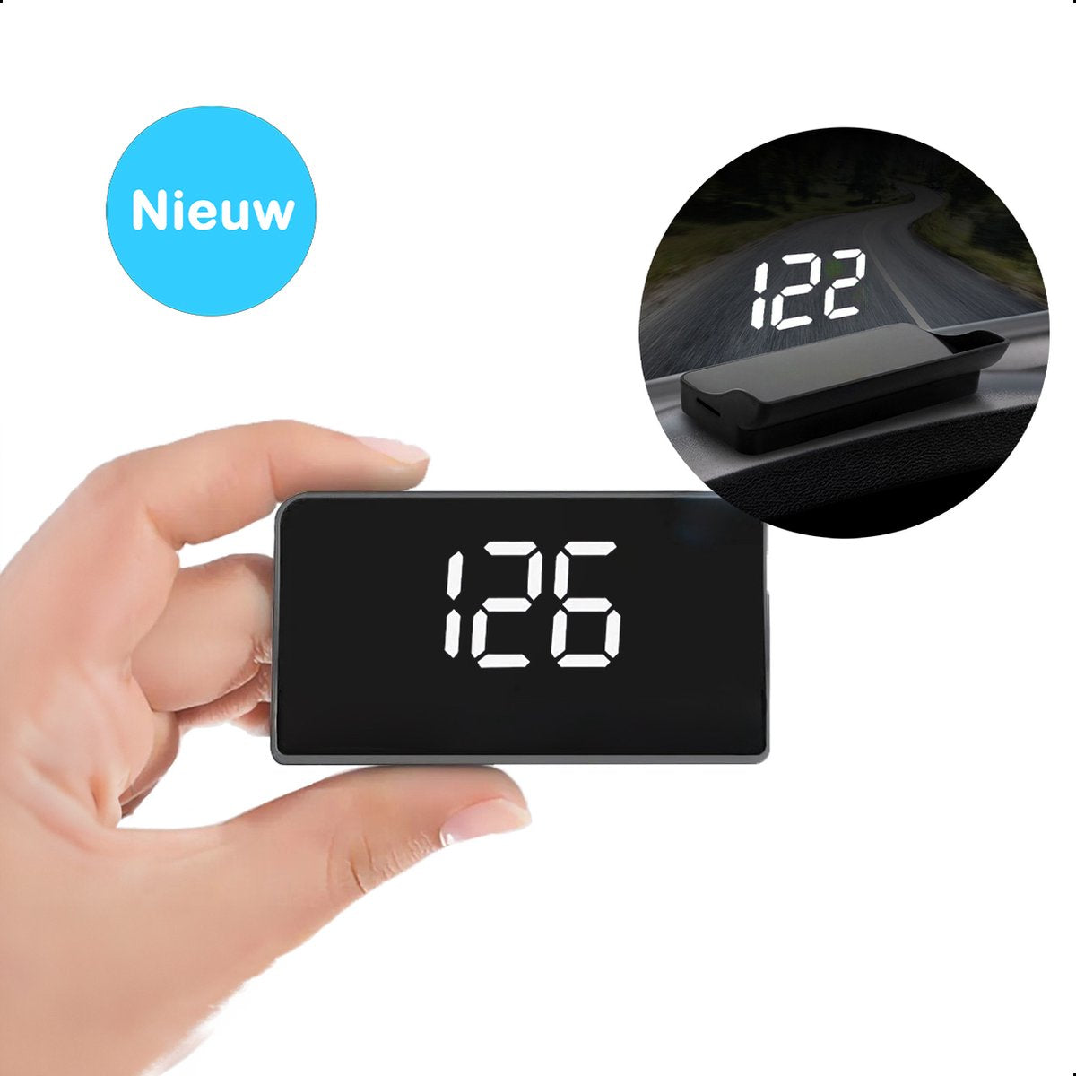 TechEssentials HUD GPS - Blanc - Compteur de vitesse - Voiture | Affichages tête haute - USB