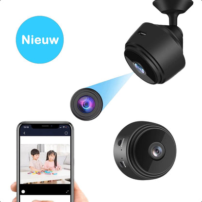 HD Wifi Mini Beveiligingscamera - Nachtzicht - Bewegingsdetectie - USB - Zwart