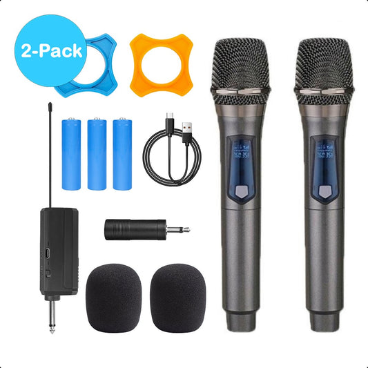 Ensemble de 2 microphones sans fil rechargeables TechEssentials - USB-C | Karaoké - Musique - Studio