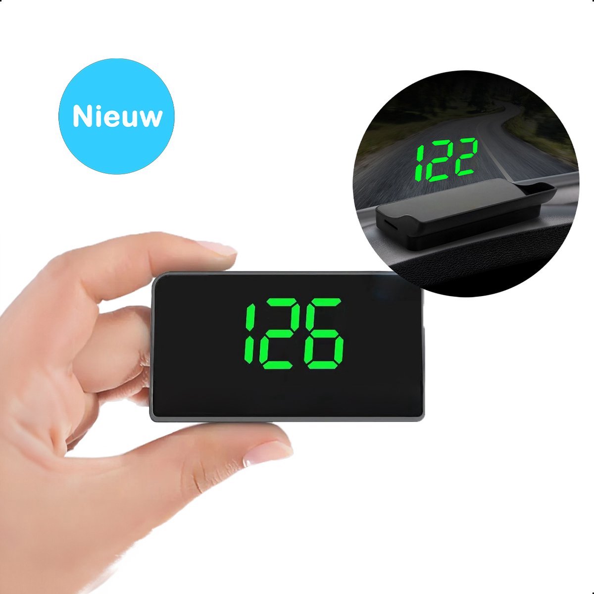 TechEssentials HUD GPS - Vert - Compteur de vitesse - Voiture | Affichages tête haute - USB