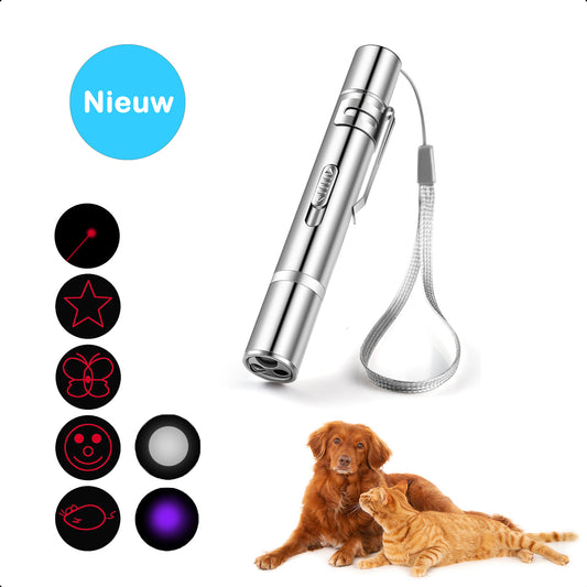 3 en 1 - Stylo laser - Acier inoxydable - Chats et chiens - Jouets - USB rechargeable | Rouge - Jouet - Lumière - Électrique - Automatique - Pointeur