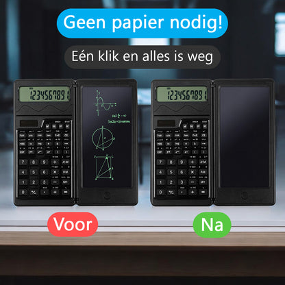 Wetenschappelijke Solar Rekenmachine Met Digitale Notitieblok En Pen - Zwart