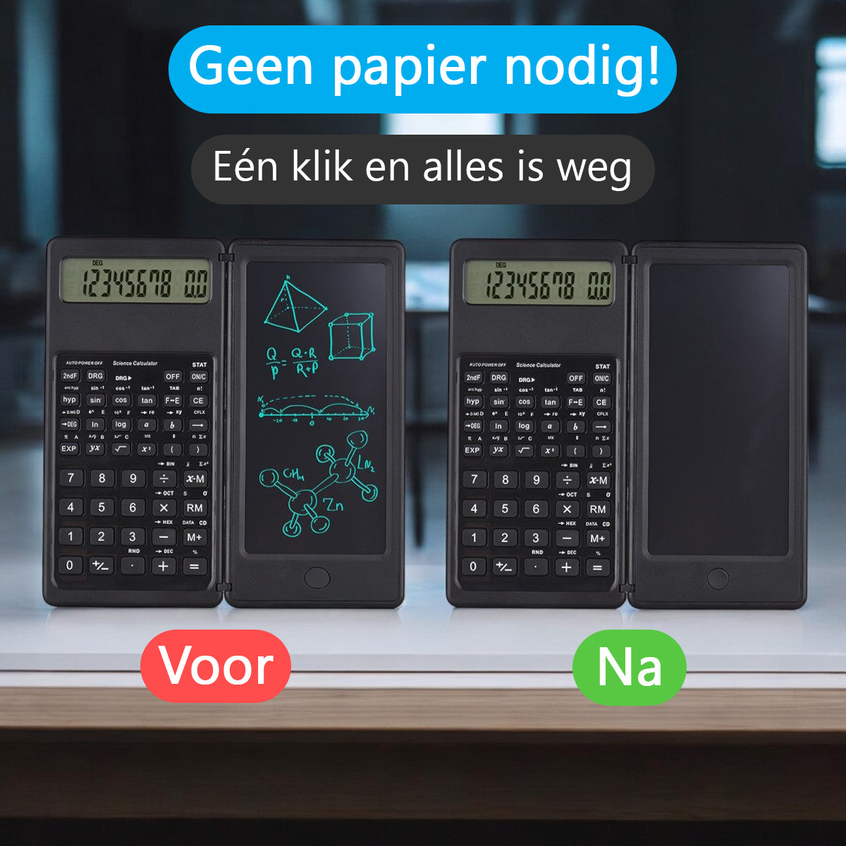 Wetenschappelijke Rekenmachine Met Digitale Notitieblok En Pen - Zwart