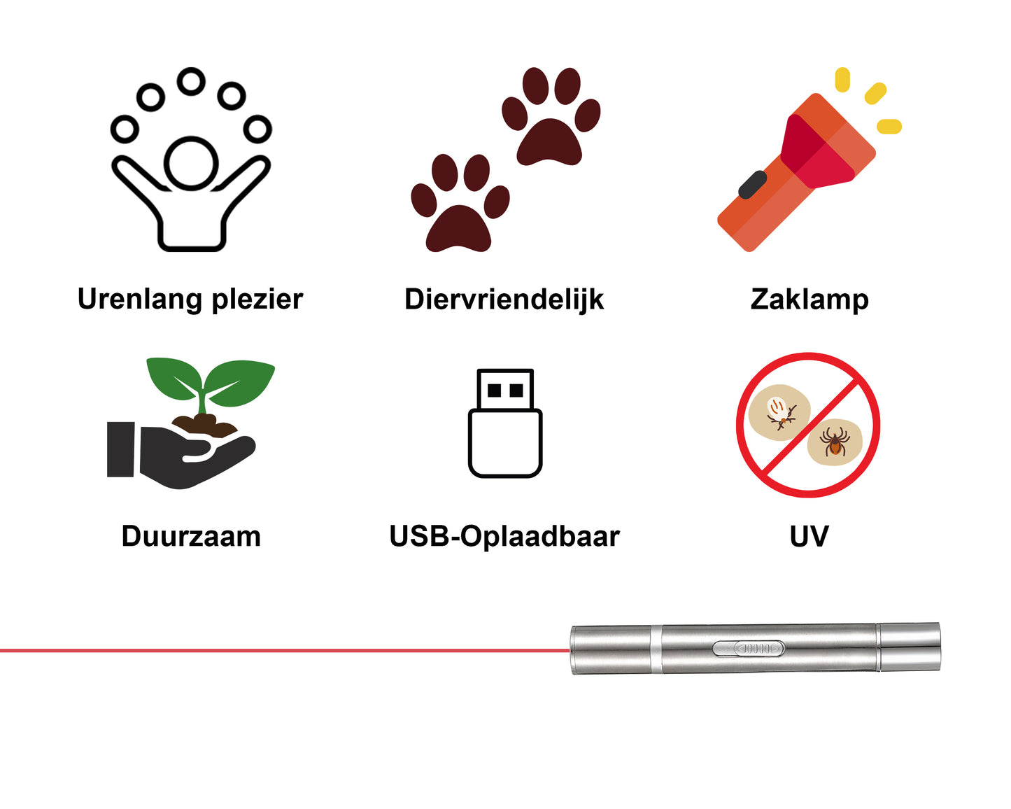 7-In-1 Laserpen - USB Oplaadbaar - RVS