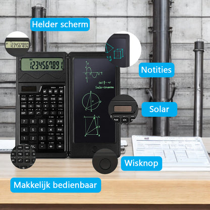 Wetenschappelijke Solar Rekenmachine Met Digitale Notitieblok En Pen - Zwart