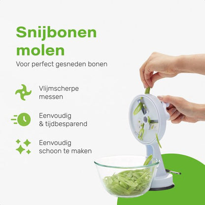 French Bean Grinder With Suction Cup - Bean Cutter | Slicer - Vegetables - Manual - Chopper - Herb Knife