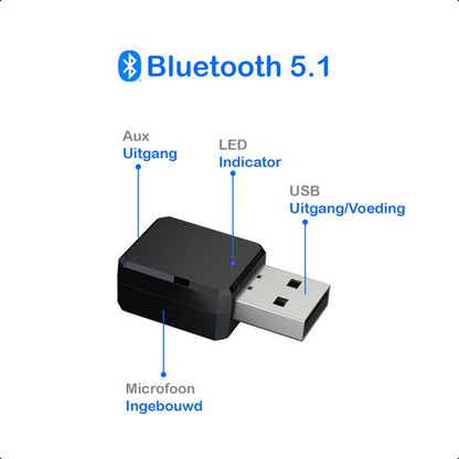 Auto/Speaker Bluetooth Ontvanger - USB/AUX - Bluetooth 5.1