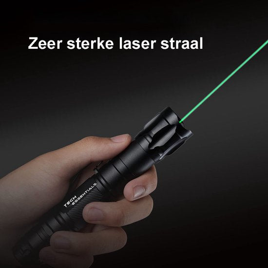 TechEssentials® Professional Laser Pointer Green &lt;5mW With Case - Rechargeable - Including Batteries and Charger | Laser Pointers - Laser Pointer - Gadget