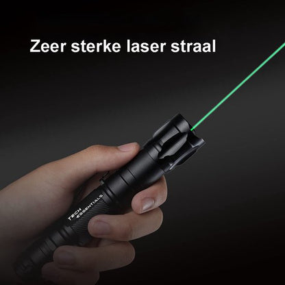 Stylo laser professionnel TechEssentials® vert &lt;5 mW avec étui - rechargeable - y compris piles et chargeur | Stylos laser - Pointeur laser - Gadget