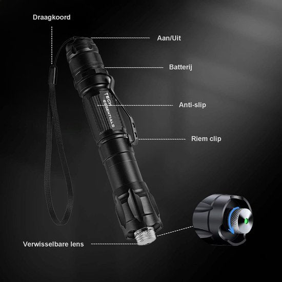 Professionele Laserpen Groen <5mW Met Case - Oplaadbaar - Inclusief Batterijen En Oplader