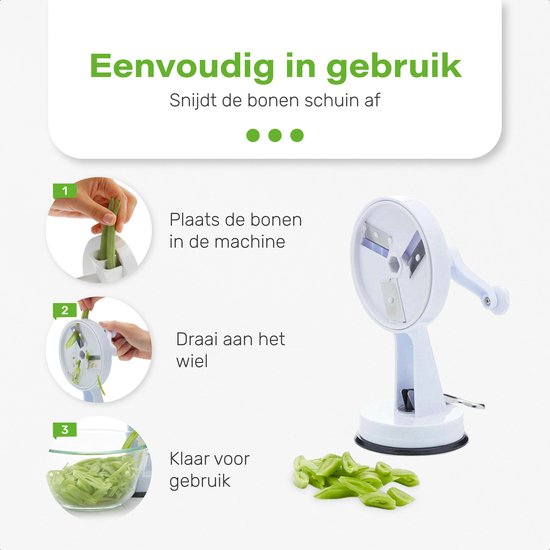 French Bean Grinder With Suction Cup - Bean Cutter | Slicer - Vegetables - Manual - Chopper - Herb Knife