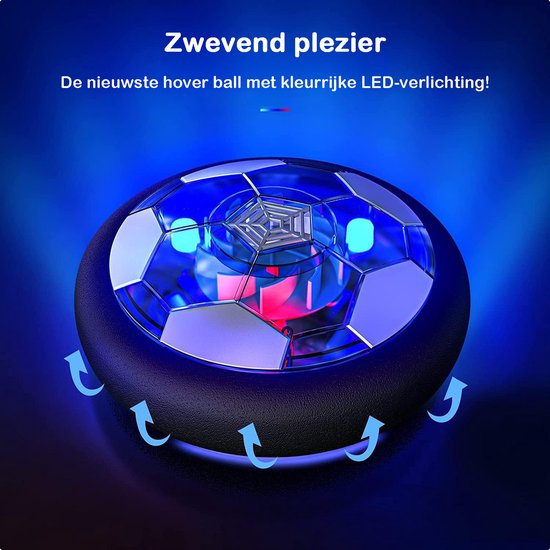 TechEssentials® Hover Ball - Éclairage LED - 18 cm - Rechargeable | Ballon de football flottant en salle - Souple - Enfants - Soccer à air comprimé - Caudeau - Intérieur