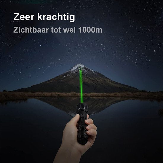 Professionele Laserpen Groen <5mW Met Case - Oplaadbaar - Inclusief Batterijen En Oplader