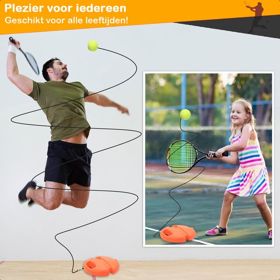 Tennistrainer - Set Met Elastiek En Tennisbal - Oranje