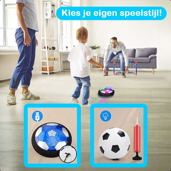 Hover Ball Set - Voetbaldoeltjes Set Van 2 - Voetbal Ø11cm&Pomp - Led Verlichting - 18 cm - Oplaadbaar