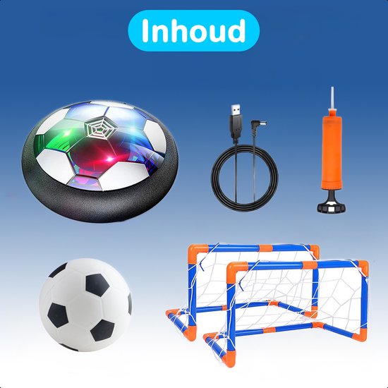 Hover Ball Set - Voetbaldoeltjes Set Van 2 - Voetbal Ø11cm&Pomp - Led Verlichting - 18 cm - Oplaadbaar