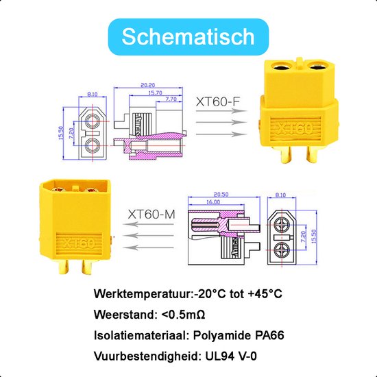 XT60 Connector - 5 Set/Paar - Male and Female