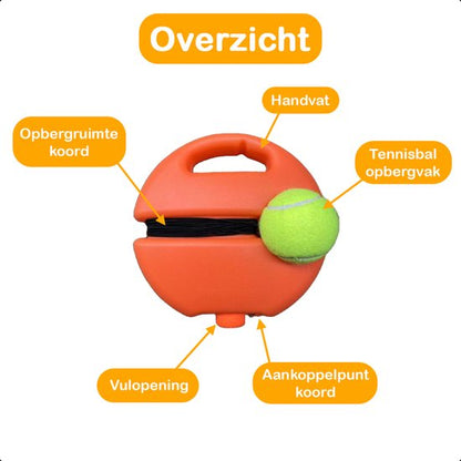 Tennistrainer - Set Met Elastiek En Tennisbal - Oranje