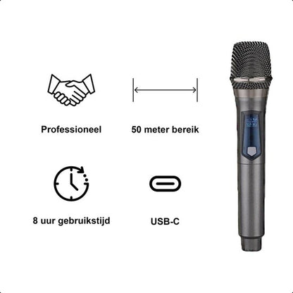 2-Pack TechEssentials Rechargeable Wireless Microphone Set - USB-C | Karaoke - Music - Studio