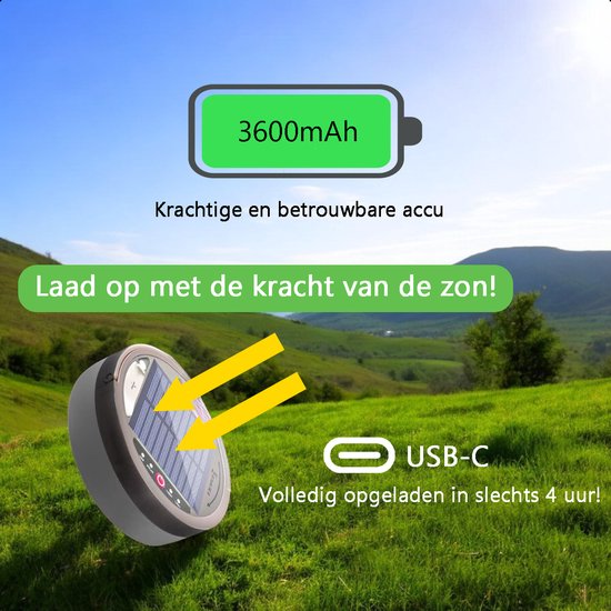 Solar Camping Lichtsnoer Met Afstandsbediening - 10 Meter - IP67 Waterdicht - Oprolbaar - Oplaadbaar