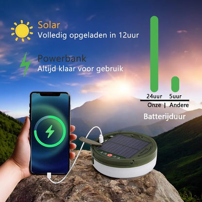 Solar Camping Lichtsnoer Met Afstandsbediening - 10 Meter - IP67 Waterdicht - Oprolbaar - Oplaadbaar