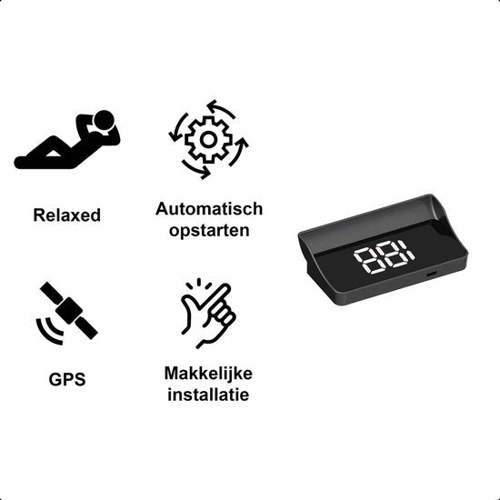 TechEssentials HUD GPS - White - Speedometer - Car | Head Up Displays - USB