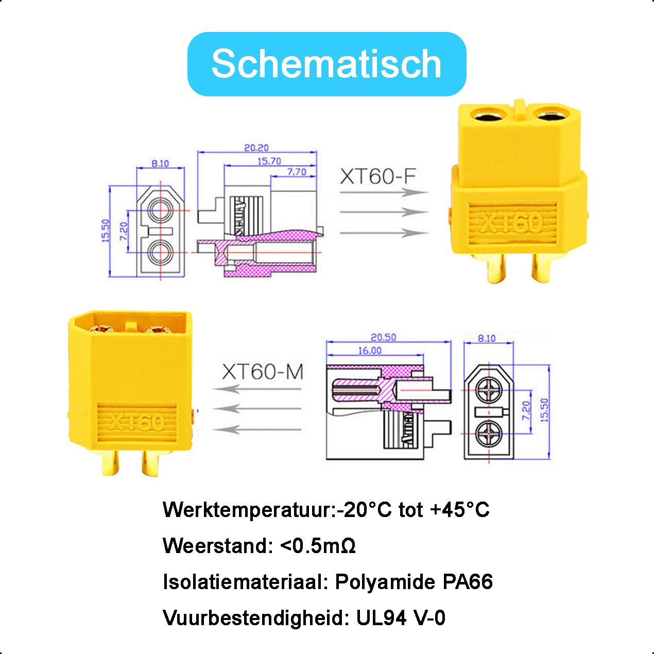 XT60 Connector - 20 Set/Paar - Male and Female