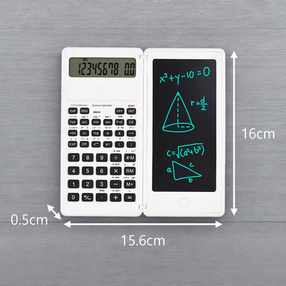 White calculator with e-note