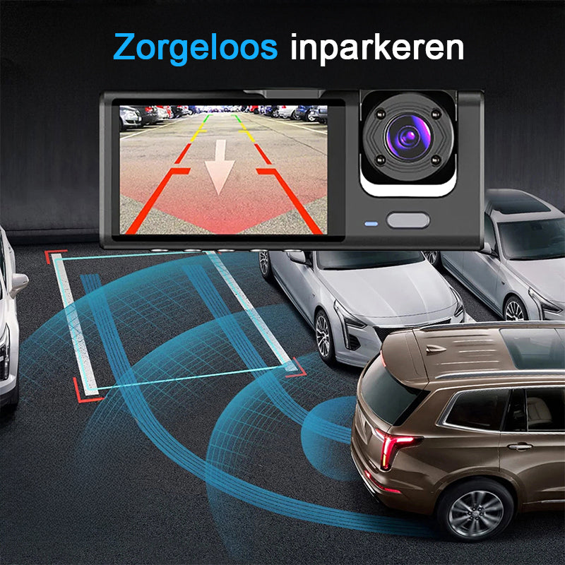 TechEssentials - Dual Dashcam For Car - Full HD - Rear View Camera - Incl Micro SD Card | And Rear - Night Vision - Camera